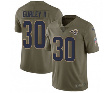 Nike Los Angeles Rams #30 Todd Gurley II Olive Men's Stitched NFL Limited 2017 Salute to Service Jersey