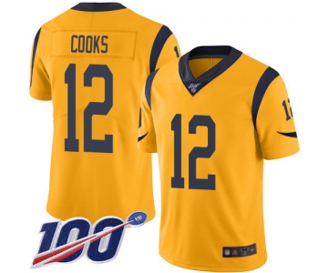 Nike Rams #12 Brandin Cooks Gold Men's Stitched NFL Limited Rush 100th Season Jersey