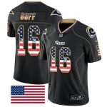 Nike Rams 16 Jared Goff Black Men's Stitched NFL Limited Rush USA Flag Jersey