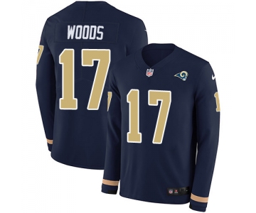 Nike Rams #17 Robert Woods Navy Blue Team Color Men's Stitched NFL Limited Therma Long Sleeve Jersey