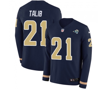 Nike Rams #21 Aqib Talib Navy Blue Team Color Men's Stitched NFL Limited Therma Long Sleeve Jersey