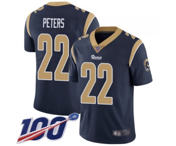 Nike Rams #22 Marcus Peters Navy Blue Team Color Men's Stitched NFL 100th Season Vapor Limited Jersey