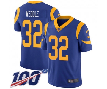 Nike Rams #32 Eric Weddle Royal Blue Alternate Men's Stitched NFL 100th Season Vapor Limited Jersey