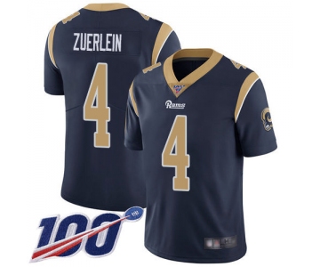 Nike Rams #4 Greg Zuerlein Navy Blue Team Color Men's Stitched NFL 100th Season Vapor Limited Jersey