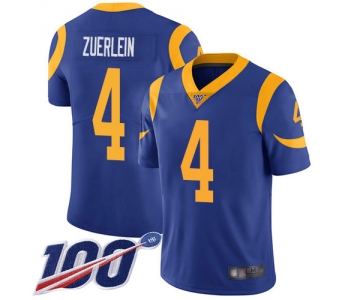 Nike Rams #4 Greg Zuerlein Royal Blue Alternate Men's Stitched NFL 100th Season Vapor Limited Jersey