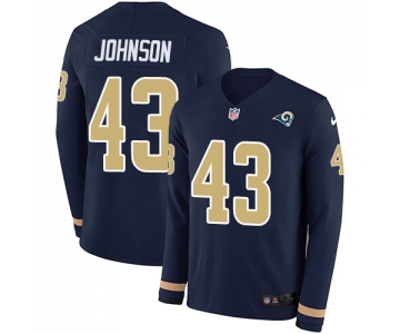 Nike Rams #43 John Johnson Navy Blue Team Color Men's Stitched NFL Limited Therma Long Sleeve Jersey