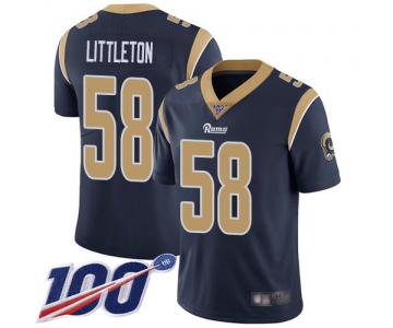 Nike Rams #58 Cory Littleton Navy Blue Team Color Men's Stitched NFL 100th Season Vapor Limited Jersey