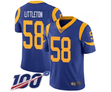 Nike Rams #58 Cory Littleton Royal Blue Alternate Men's Stitched NFL 100th Season Vapor Limited Jersey