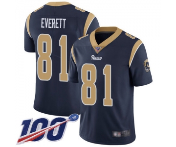 Nike Rams #81 Gerald Everett Navy Blue Team Color Men's Stitched NFL 100th Season Vapor Limited Jersey