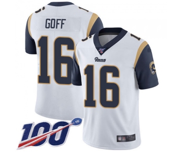 Rams #16 Jared Goff White Men's Stitched Football 100th Season Vapor Limited Jersey