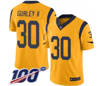 Rams #30 Todd Gurley II Gold Men's Stitched Football Limited Rush 100th Season Jersey