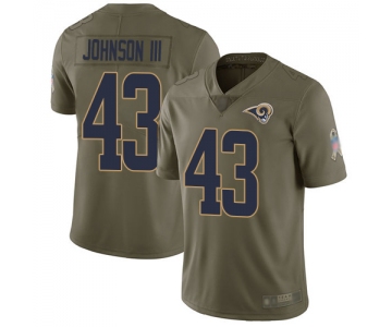 Rams #43 John Johnson III Olive Men's Stitched Football Limited 2017 Salute To Service Jersey