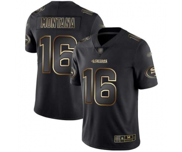 49ers #16 Joe Montana Black Gold Men's Stitched Football Vapor Untouchable Limited Jersey