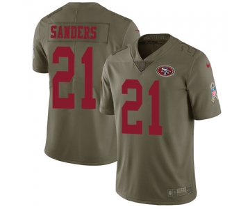 Men's Nike San Francisco 49ers #21 Deion Sanders Olive 2017 Salute to Service NFL Limited Stitched Jersey