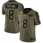Men's Olive San Francisco 49ers #8 Steve Young 2021 Camo Salute To Service Golden Limited Stitched Jersey