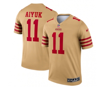 Men's San Francisco 49ers #11 Brandon Aiyuk 2022 New Gold Inverted Legend Stitched Football Jersey