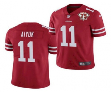 Men's San Francisco 49ers #11 Brandon Aiyuk Red 2021 75th Anniversary Vapor Untouchable Limited Stitched NFL Jersey