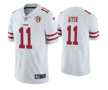 Men's San Francisco 49ers #11 Brandon Aiyuk White 2021 75th Anniversary Vapor Untouchable Limited Stitched NFL Jersey