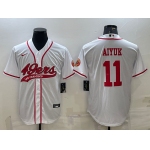 Men's San Francisco 49ers #11 Brandon Aiyuk White With Patch Cool Base Stitched Baseball Jersey