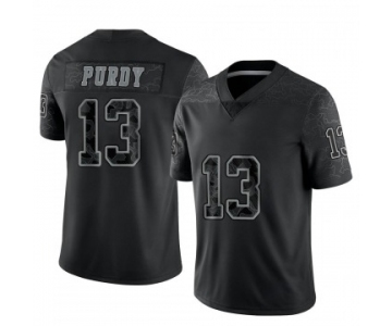 Men's San Francisco 49ers #13 Brock Purdy Black Reflective Limited Stitched Football Jersey