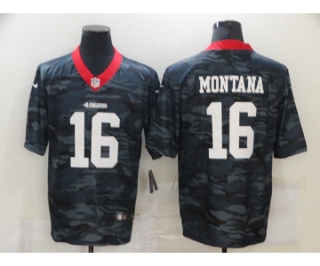 Men's San Francisco 49ers #16 Joe Montana 2020 Camo Limited Stitched Nike NFL Jersey