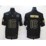 Men's San Francisco 49ers #16 Joe Montana Black 2020 Salute To Service Stitched NFL Nike Limited Jersey