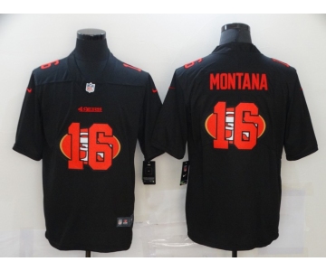 Men's San Francisco 49ers #16 Joe Montana Black 2020 Shadow Logo Vapor Untouchable Stitched NFL Nike Limited Jersey