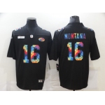 Men's San Francisco 49ers #16 Joe Montana Multi-Color Black 2020 NFL Crucial Catch Vapor Untouchable Nike Limited Jersey