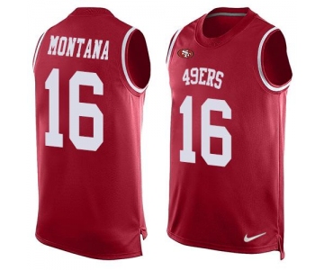 Men's San Francisco 49ers #16 Joe Montana Red Hot Pressing Player Name & Number Nike NFL Tank Top Jersey