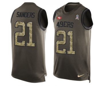 Men's San Francisco 49ers #21 Deion Sanders Green Salute to Service Hot Pressing Player Name & Number Nike NFL Tank Top Jersey