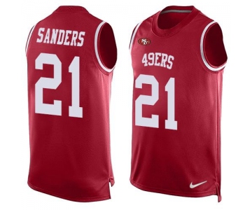 Men's San Francisco 49ers #21 Deion Sanders Red Hot Pressing Player Name & Number Nike NFL Tank Top Jersey