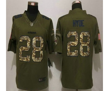 Men's San Francisco 49ers #28 Carlos Hyde Green Salute to Service 2015 NFL Nike Limited Jersey