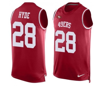Men's San Francisco 49ers #28 Carlos Hyde Red Hot Pressing Player Name & Number Nike NFL Tank Top Jersey