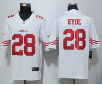 Men's San Francisco 49ers #28 Carlos Hyde White Road NFL Nike Limited Jersey