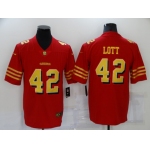Men's San Francisco 49ers #42 Ronnie Lott Red Gold 2021 Vapor Untouchable Stitched NFL Nike Limited Jersey