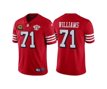Men's San Francisco 49ers #71 Trent Williams Red 75th Anniversary With C Patch Vapor Untouchable Limited Stitched Football Jersey