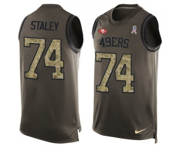 Men's San Francisco 49ers #74 Joe Staley Green Salute to Service Hot Pressing Player Name & Number Nike NFL Tank Top Jersey