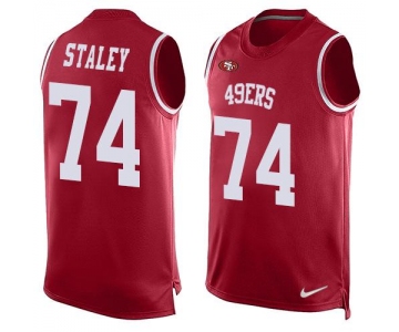 Men's San Francisco 49ers #74 Joe Staley Red Hot Pressing Player Name & Number Nike NFL Tank Top Jersey