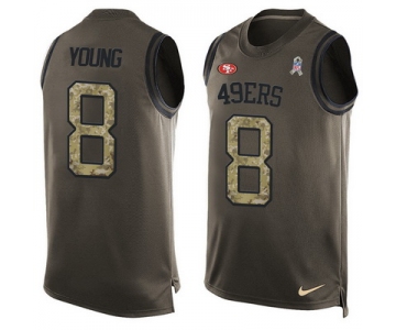 Men's San Francisco 49ers #8 Steve Young Green Salute to Service Hot Pressing Player Name & Number Nike NFL Tank Top Jersey