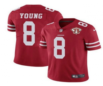 Men's San Francisco 49ers #8 Steve Young Red 2021 75th Anniversary Vapor Untouchable Limited Stitched NFL Jersey