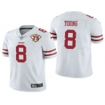 Men's San Francisco 49ers #8 Steve Young White 75th Anniversary Patch 2021 Vapor Untouchable Stitched Nike Limited Jersey