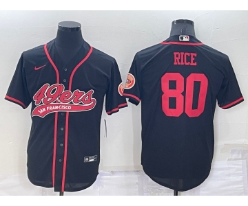 Men's San Francisco 49ers #80 Jerry Rice Black Stitched Cool Base Nike Baseball Jersey