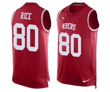 Men's San Francisco 49ers #80 Jerry Rice Red Hot Pressing Player Name & Number Nike NFL Tank Top Jersey