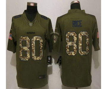 Men's San Francisco 49ers #80 Jerry Rice Retired Player Green Salute to Service 2015 NFL Nike Limited Jersey