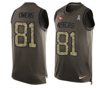 Men's San Francisco 49ers #81 Terrell Owens Green Salute to Service Hot Pressing Player Name & Number Nike NFL Tank Top Jersey