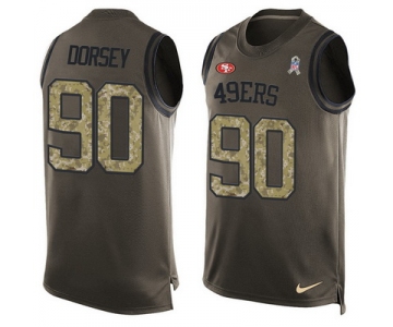 Men's San Francisco 49ers #90 Glenn Dorsey Green Salute to Service Hot Pressing Player Name & Number Nike NFL Tank Top Jersey