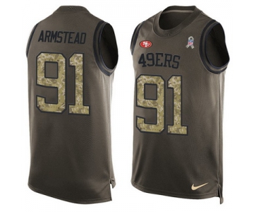 Men's San Francisco 49ers #91 Arik Armstead Green Salute to Service Hot Pressing Player Name & Number Nike NFL Tank Top Jersey