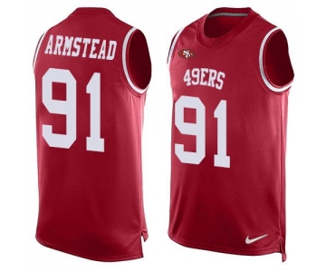 Men's San Francisco 49ers #91 Arik Armstead Red Hot Pressing Player Name & Number Nike NFL Tank Top Jersey