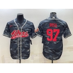 Men's San Francisco 49ers #97 Nike Bosa Grey Camo With Patch Cool Base Stitched Baseball Jersey