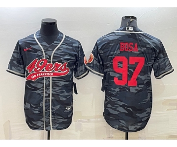 Men's San Francisco 49ers #97 Nike Bosa Grey Camo With Patch Cool Base Stitched Baseball Jersey